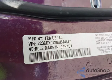 2021 Dodge Charger R/T Rwd from USA, damaged, VIN 2C3CDXCT2MH574377